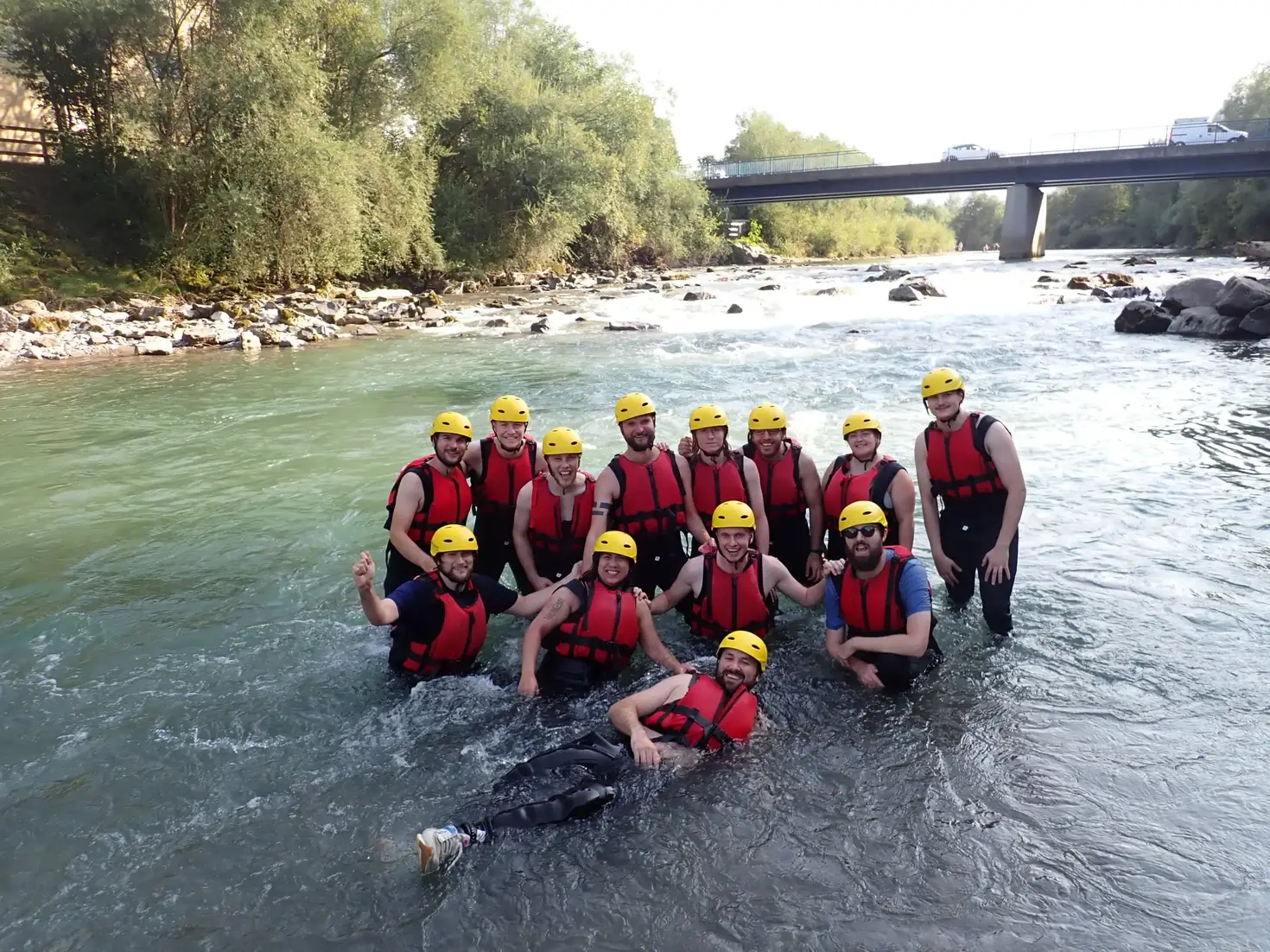 The aceArt team rafting during the annual company trip