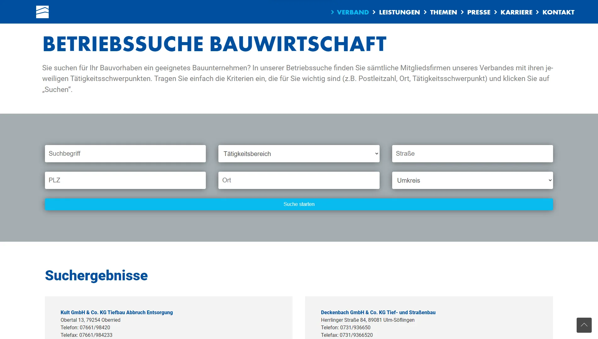 Bauwirtschaft BW – Fokus Screenshot 1
